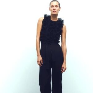 Zara Pleated Ruffle Jumpsuit